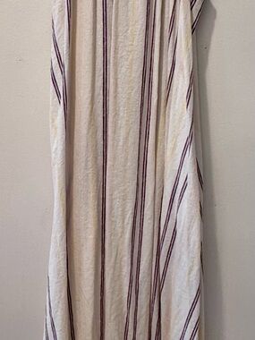 a new day Cream Maxi Dress with Burgundy Vertical Stripes